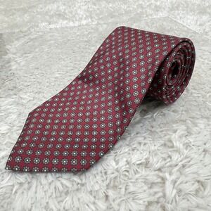 Yves Saint Laurent Silk Necktie Floral Burgundy Vintage Luxury Office Career